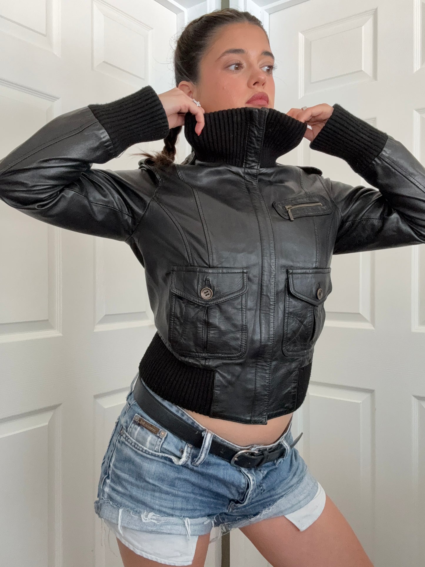 Leather Bomber Jacket (UK12)