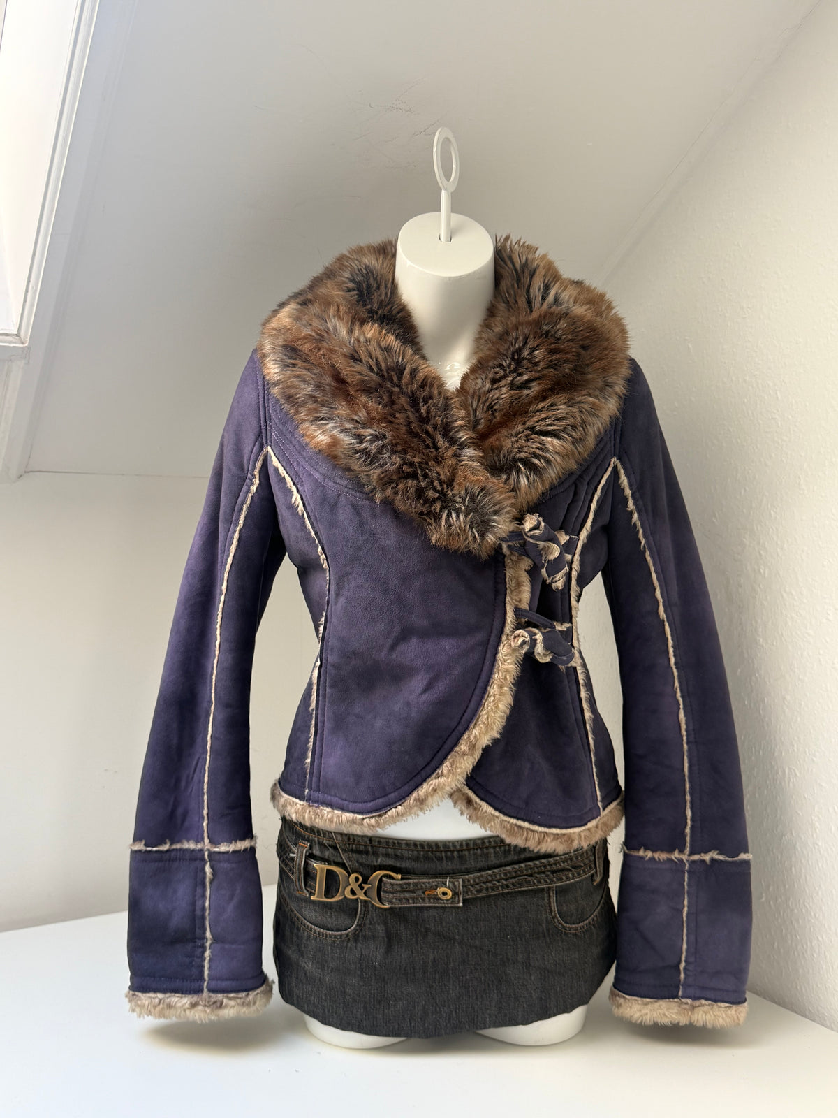 Miss Sixty Purple Faux Fur Jacket (L)