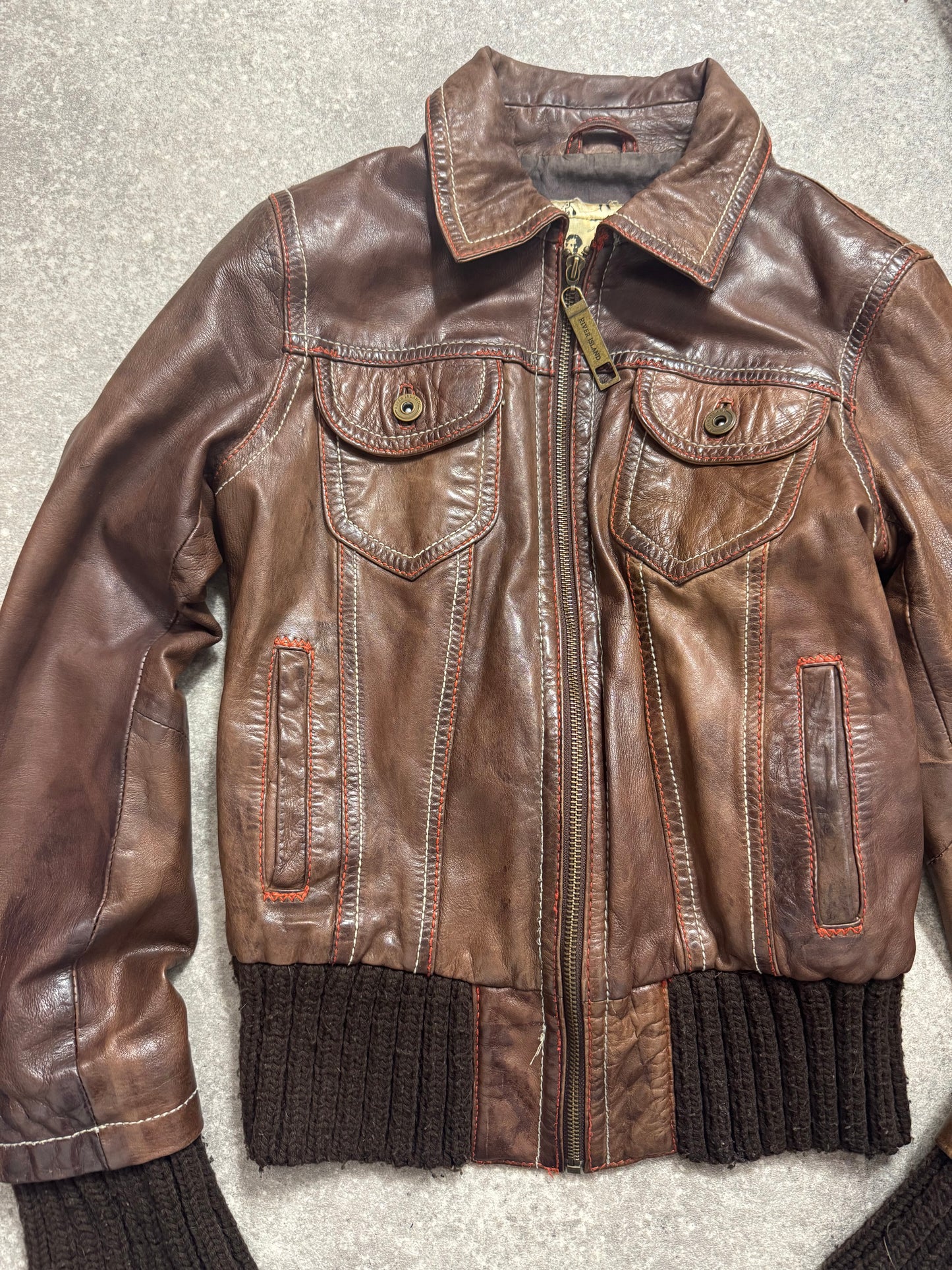 Vintage Brown Leather Jacket (UK12)