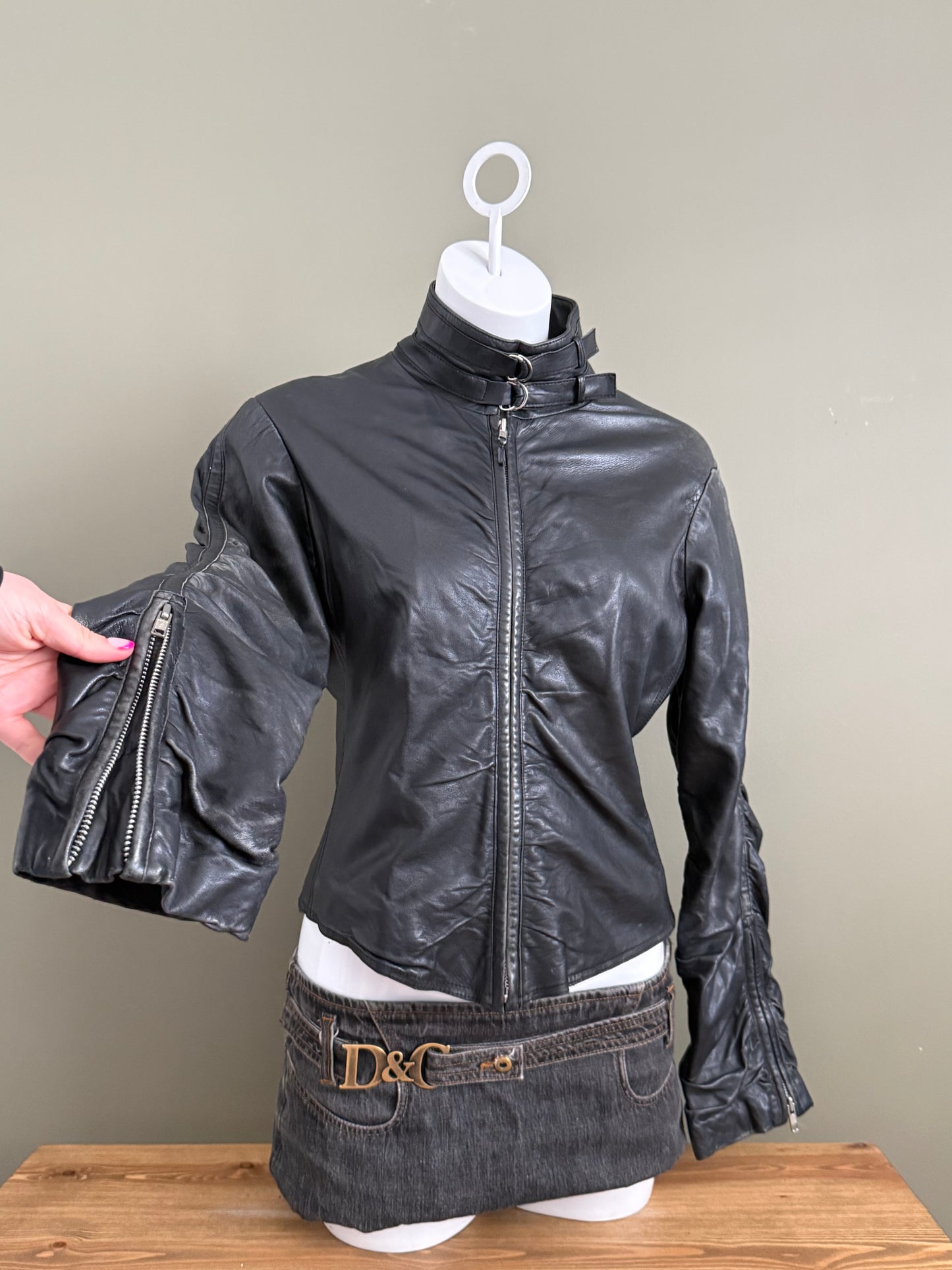 Leather Ruched Jacket (UK14)