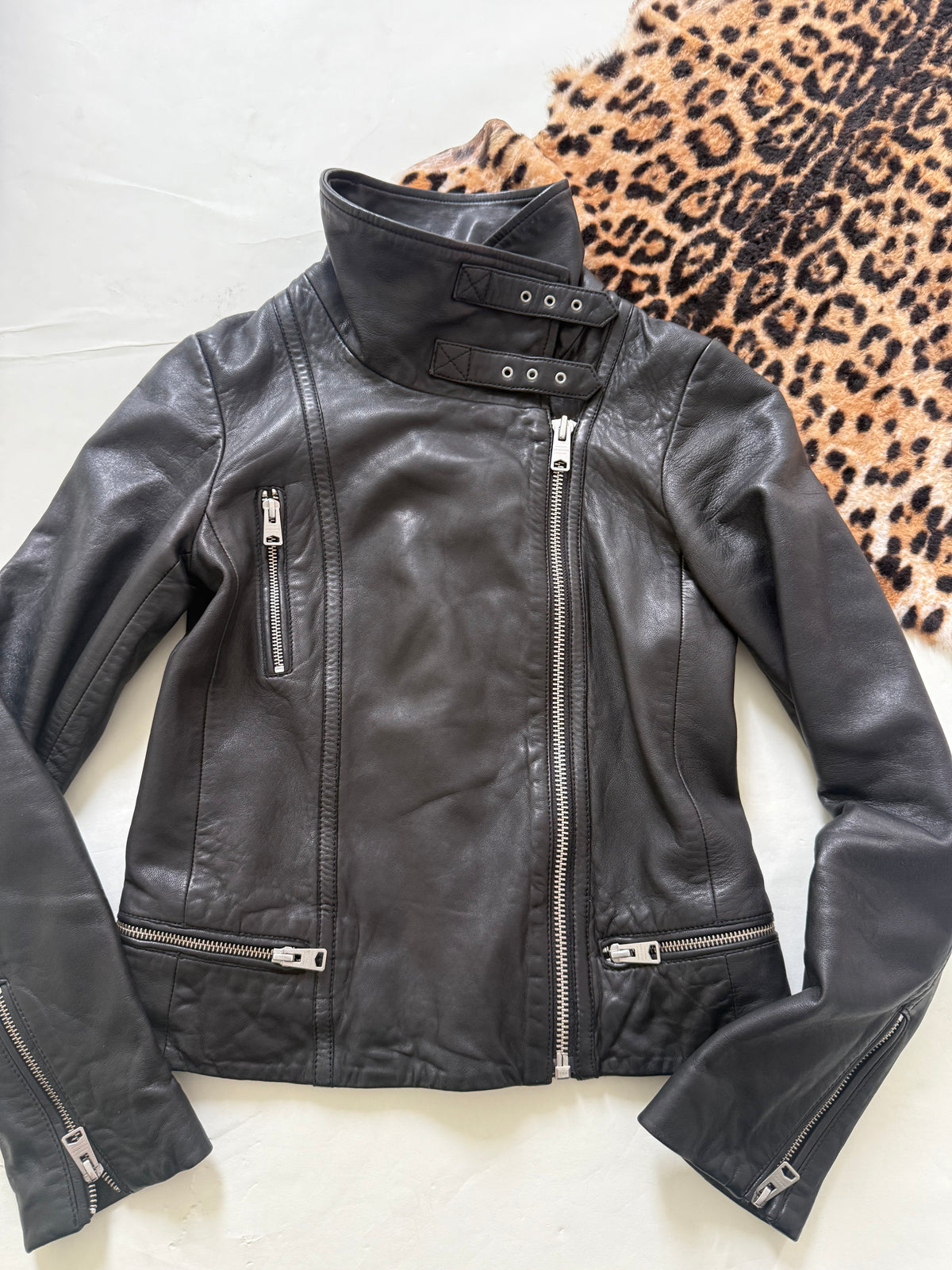 Allsaints Leather Buckle Jacket (UK8)