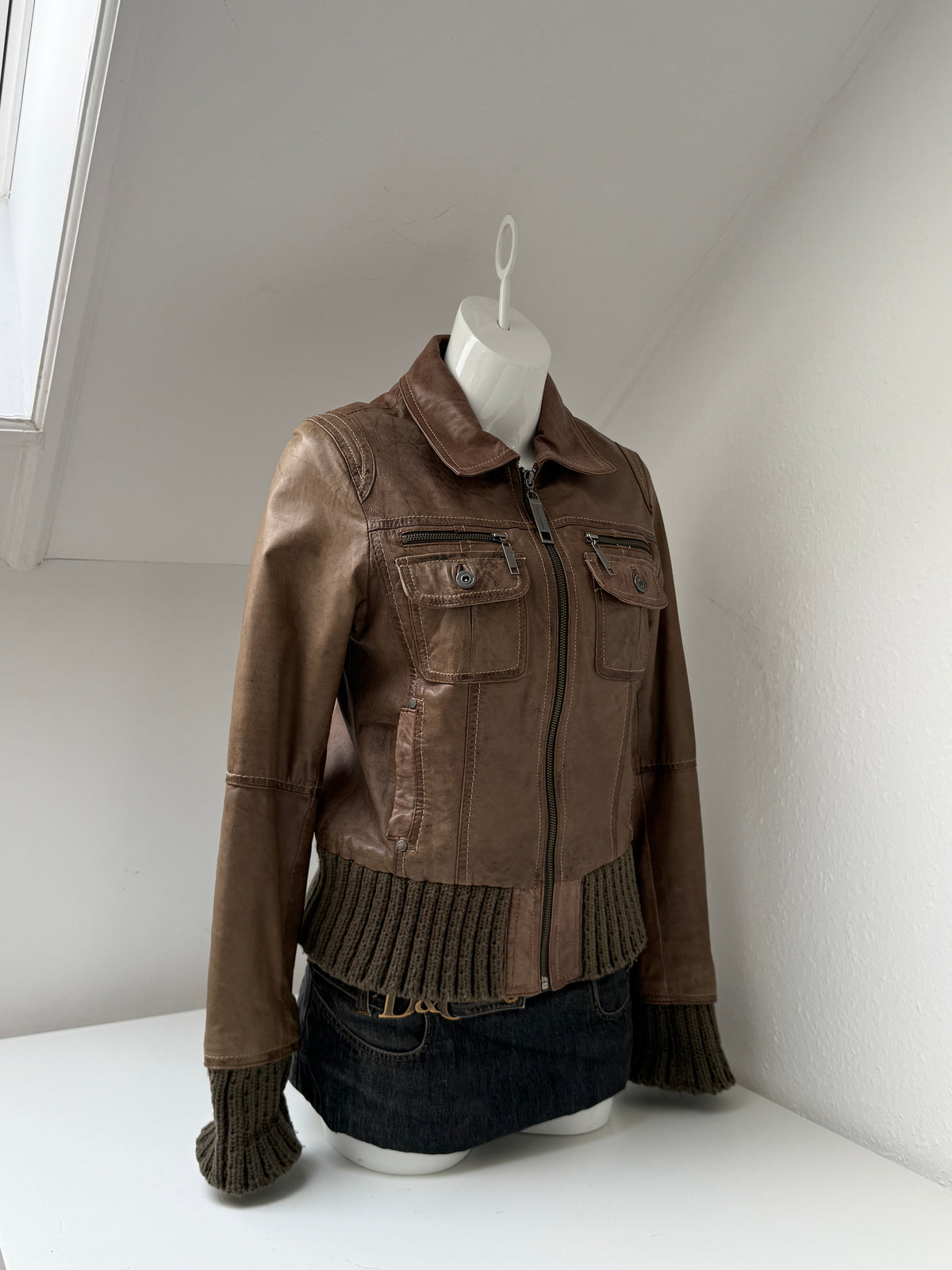 Vintage Leather Bomber Jacket (UK14)