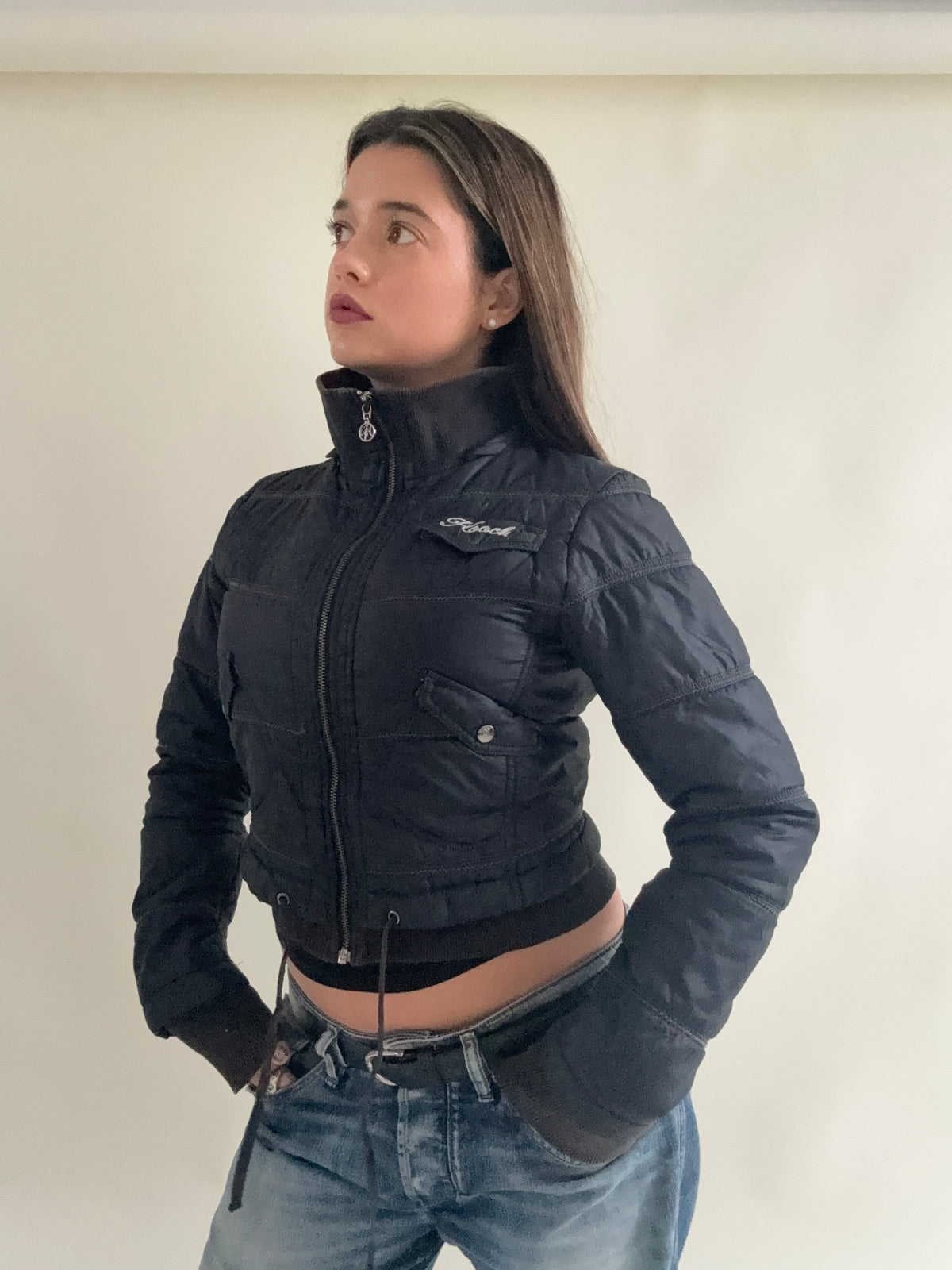 Hooch Cropped Bomber Jacket (S)