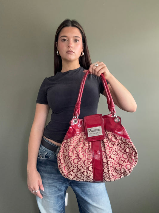 Red Guess Monogram Handbag
