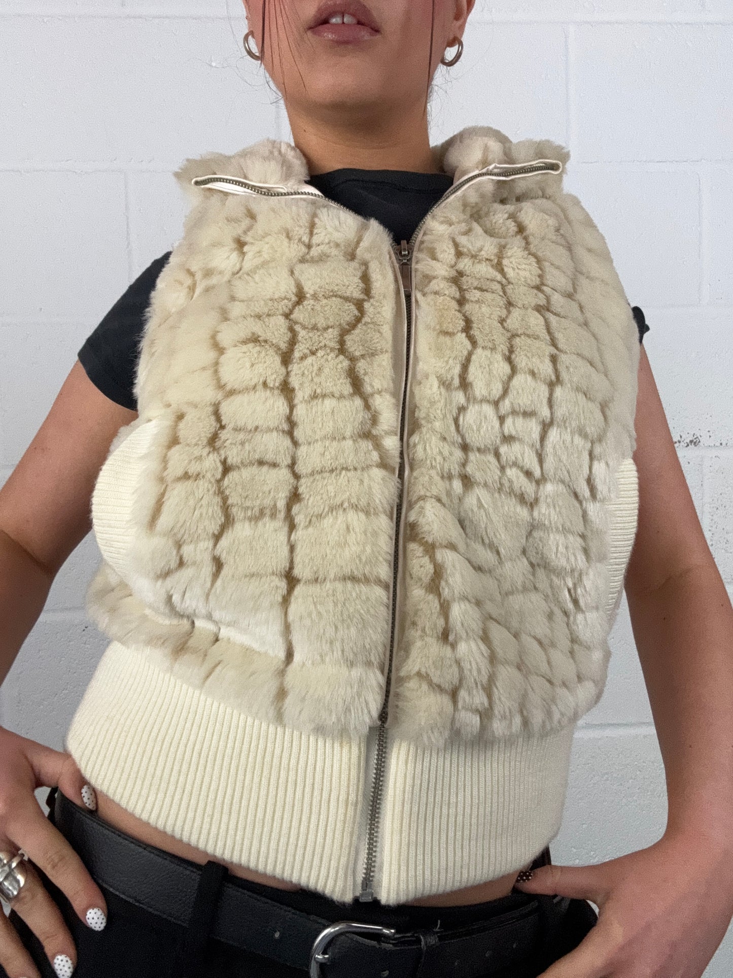 Cream Faux Fur Gilet (UK10)