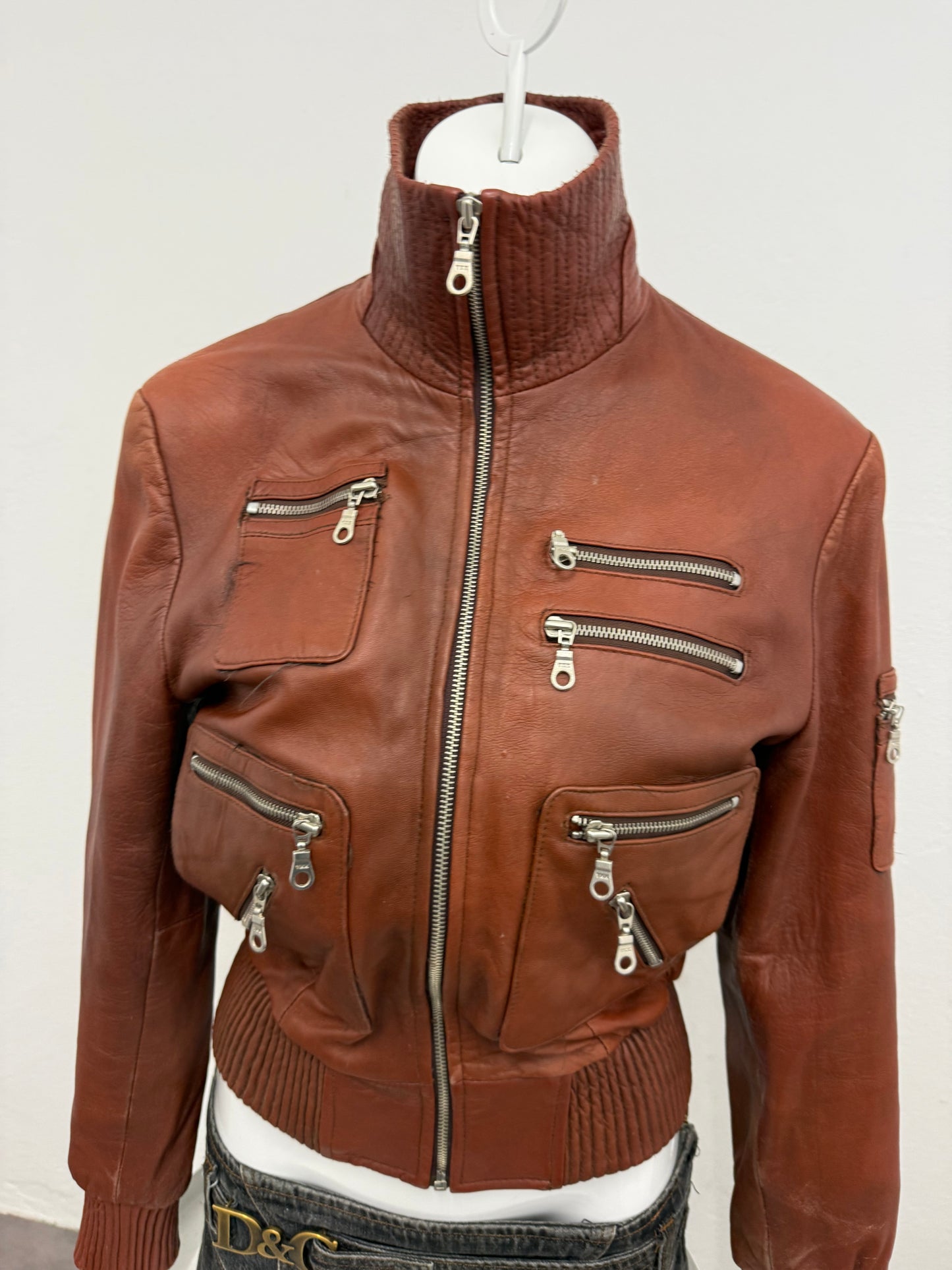 Leather Cargo Jacket (L)