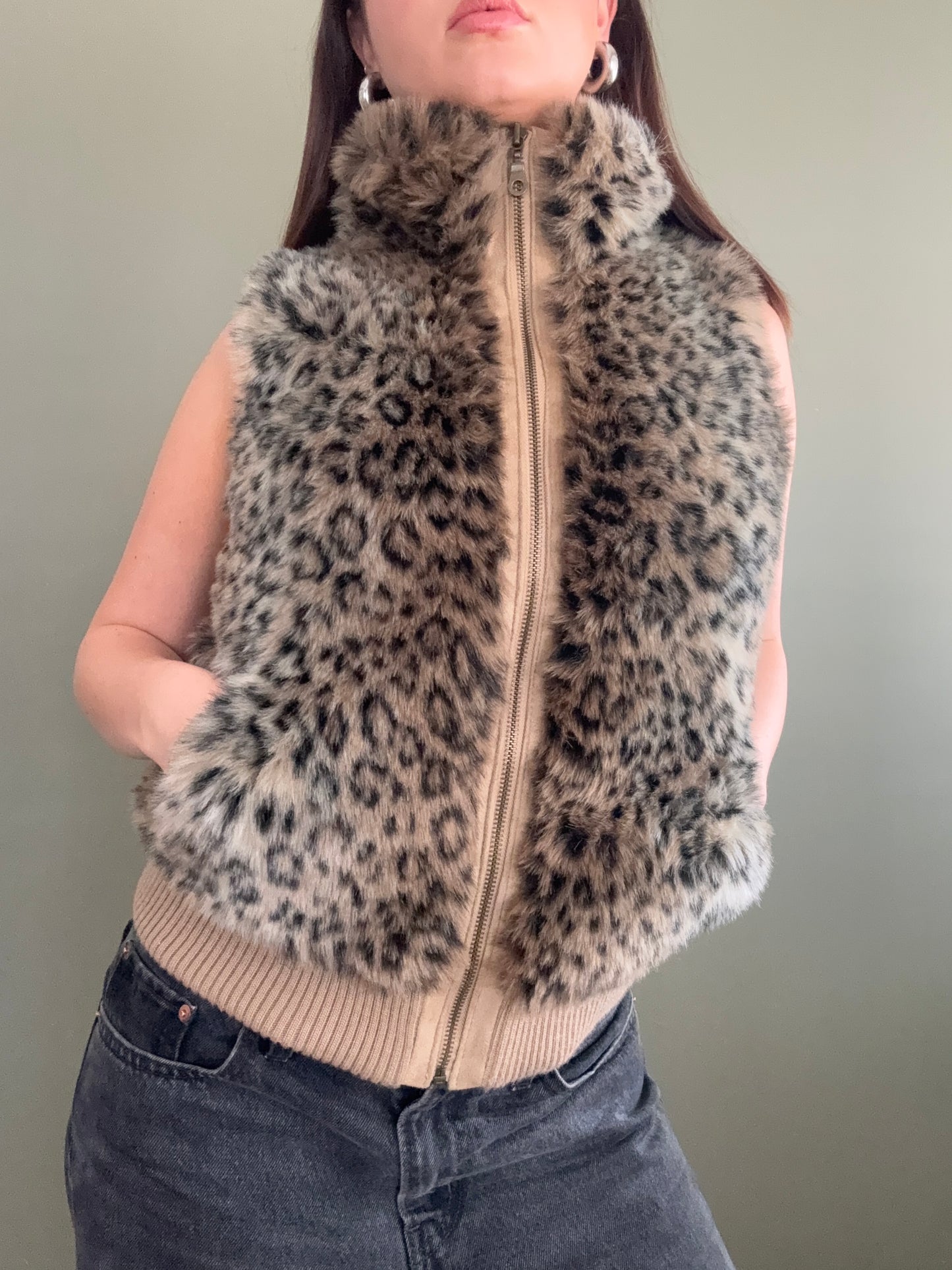 Faux Fur Leopard Gilet (UK10)
