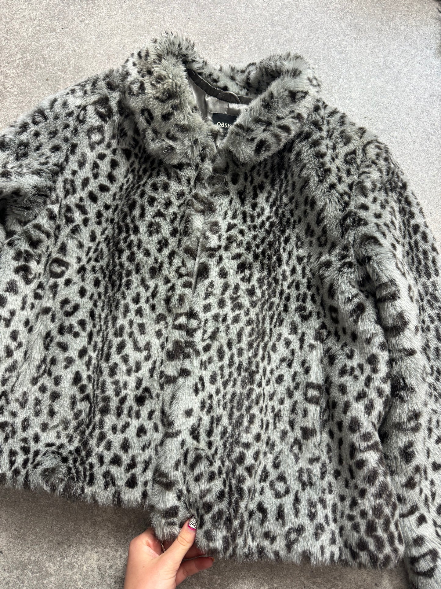 Leopard Grey Faux Fur Jacket