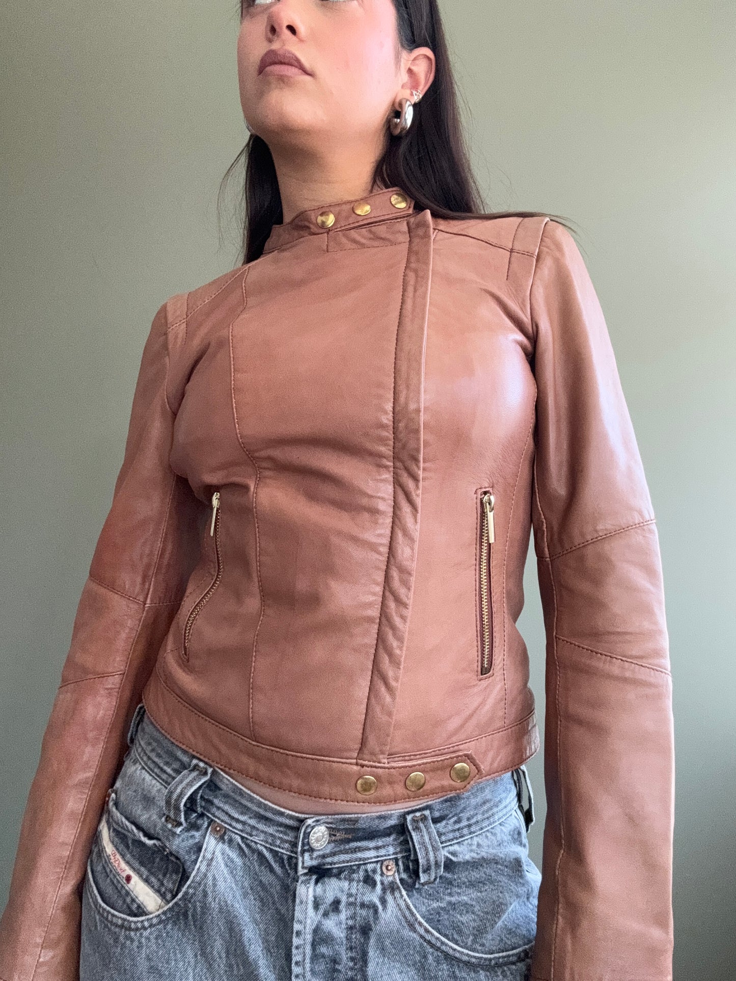 Tan Leather Jacket (XS)
