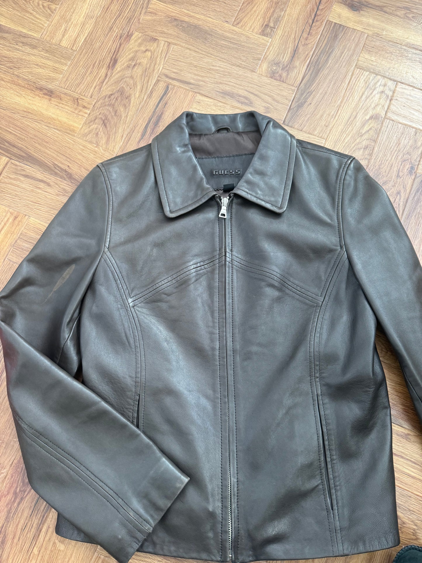 Guess Leather Jacket (UK14)