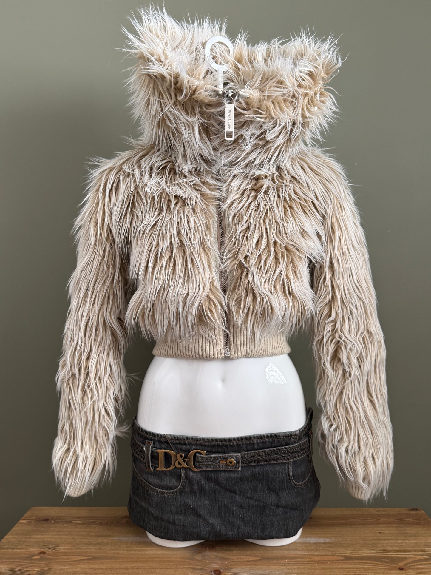 Faux Fur Crop Jacket (UK6)