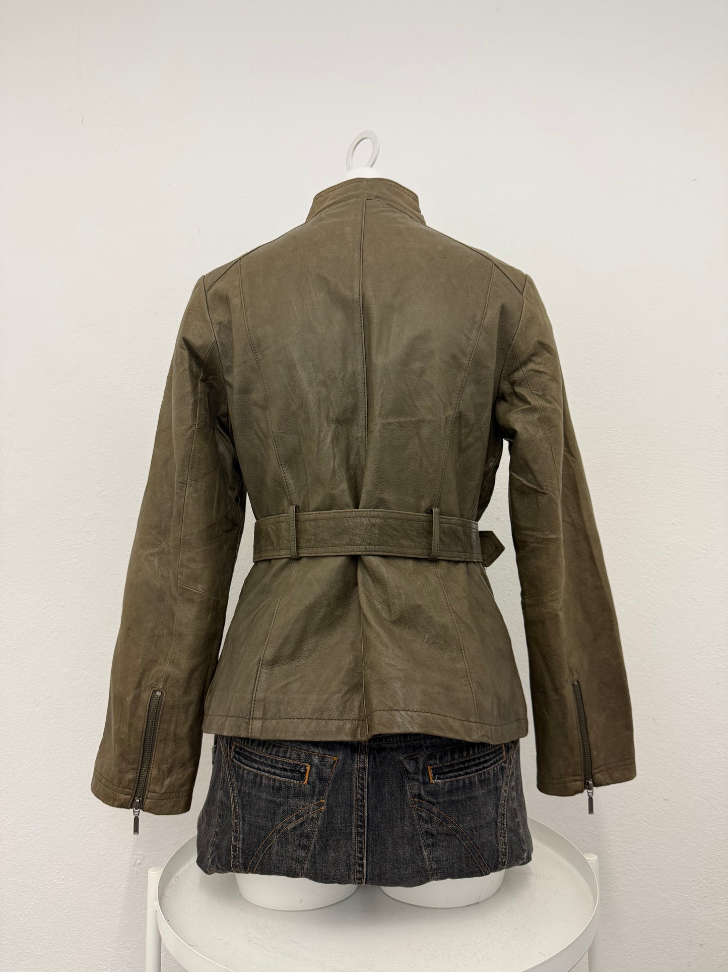 Khaki Leather Jacket (UK12)