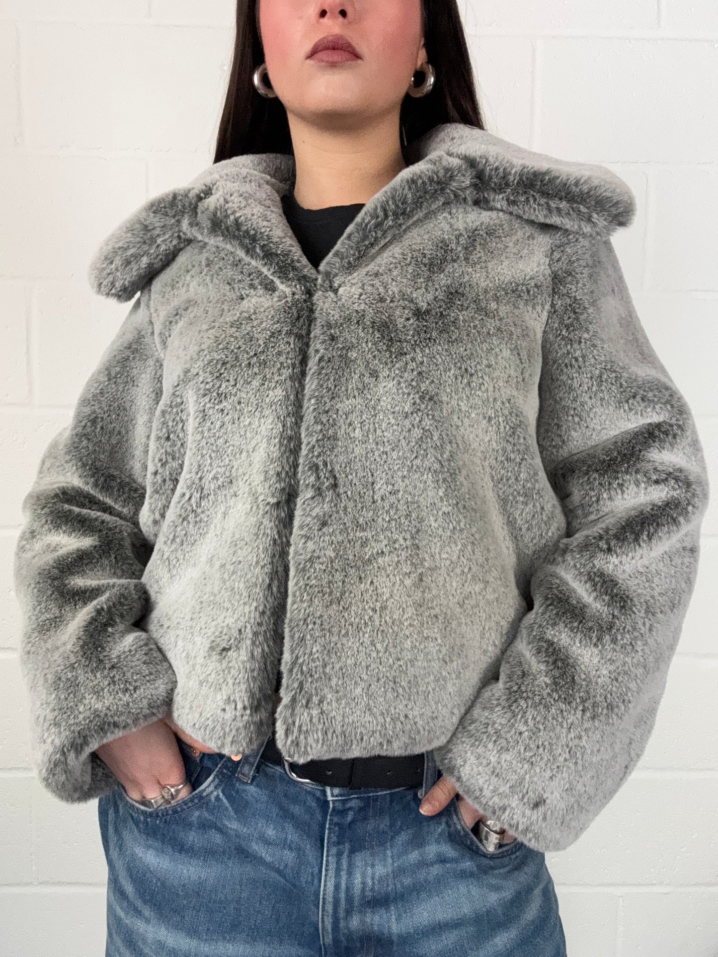 Faux Fur Grey Jacket (UK8)