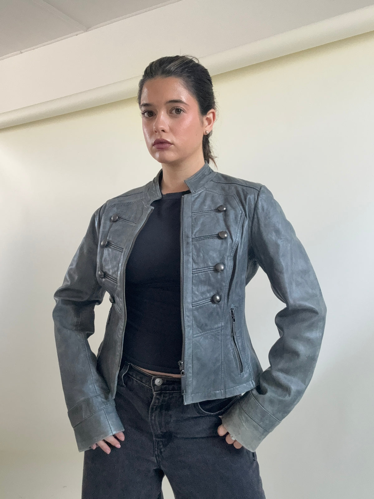 Vintage Leather Military Jacket (UK12)
