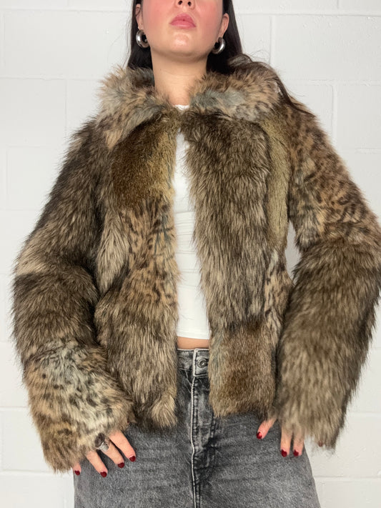 Faux Fur Patchwork Jacket (UK10)