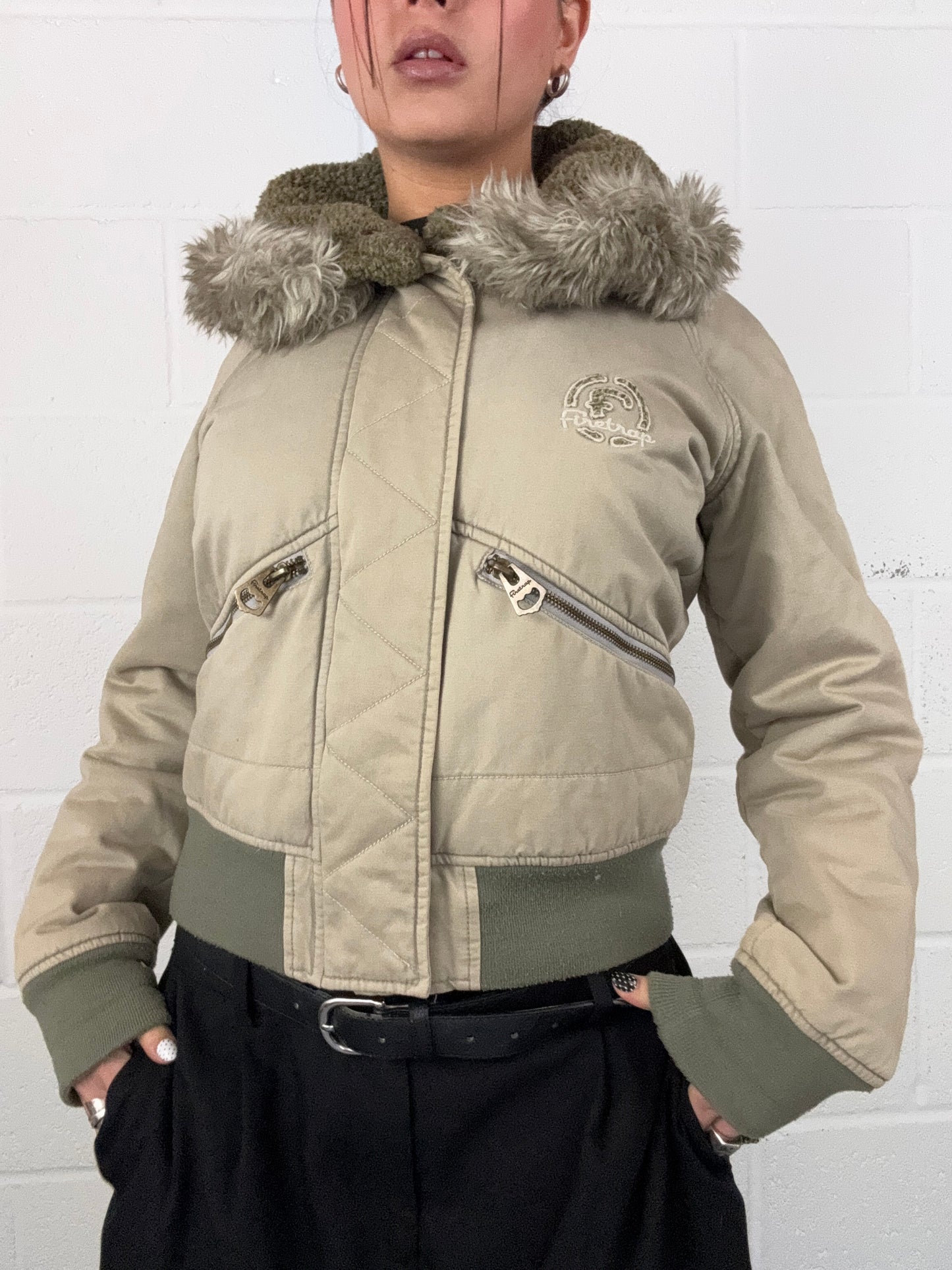 Khaki Firetrap Bomber Jacket (M)