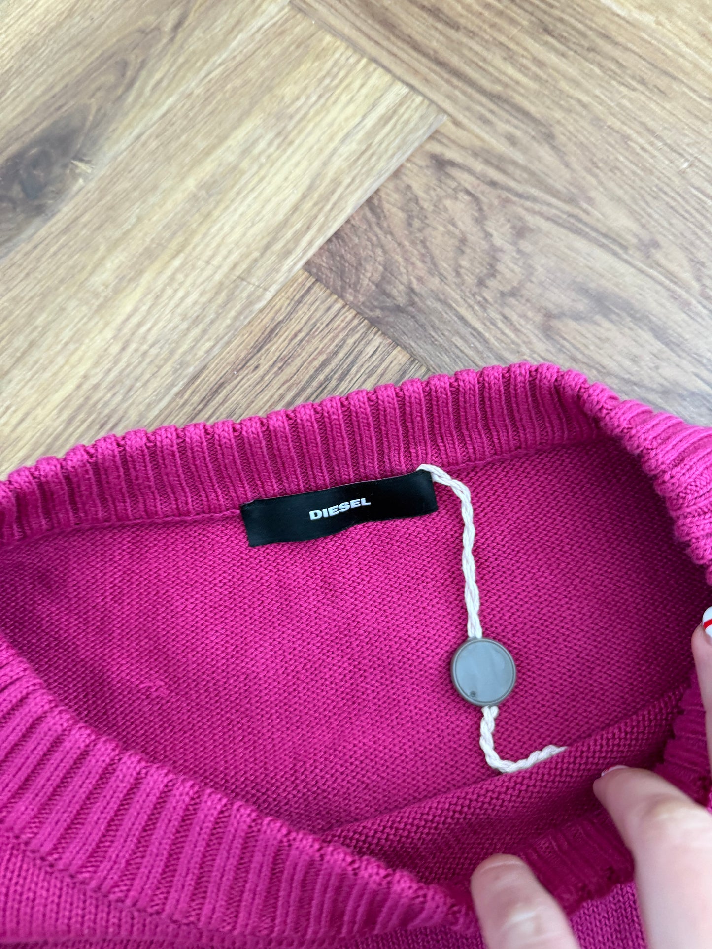 Pink Cropped Diesel Knit Jumper (M)