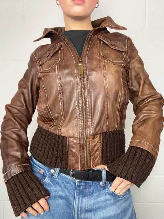 Vintage Brown Leather Jacket (UK12)