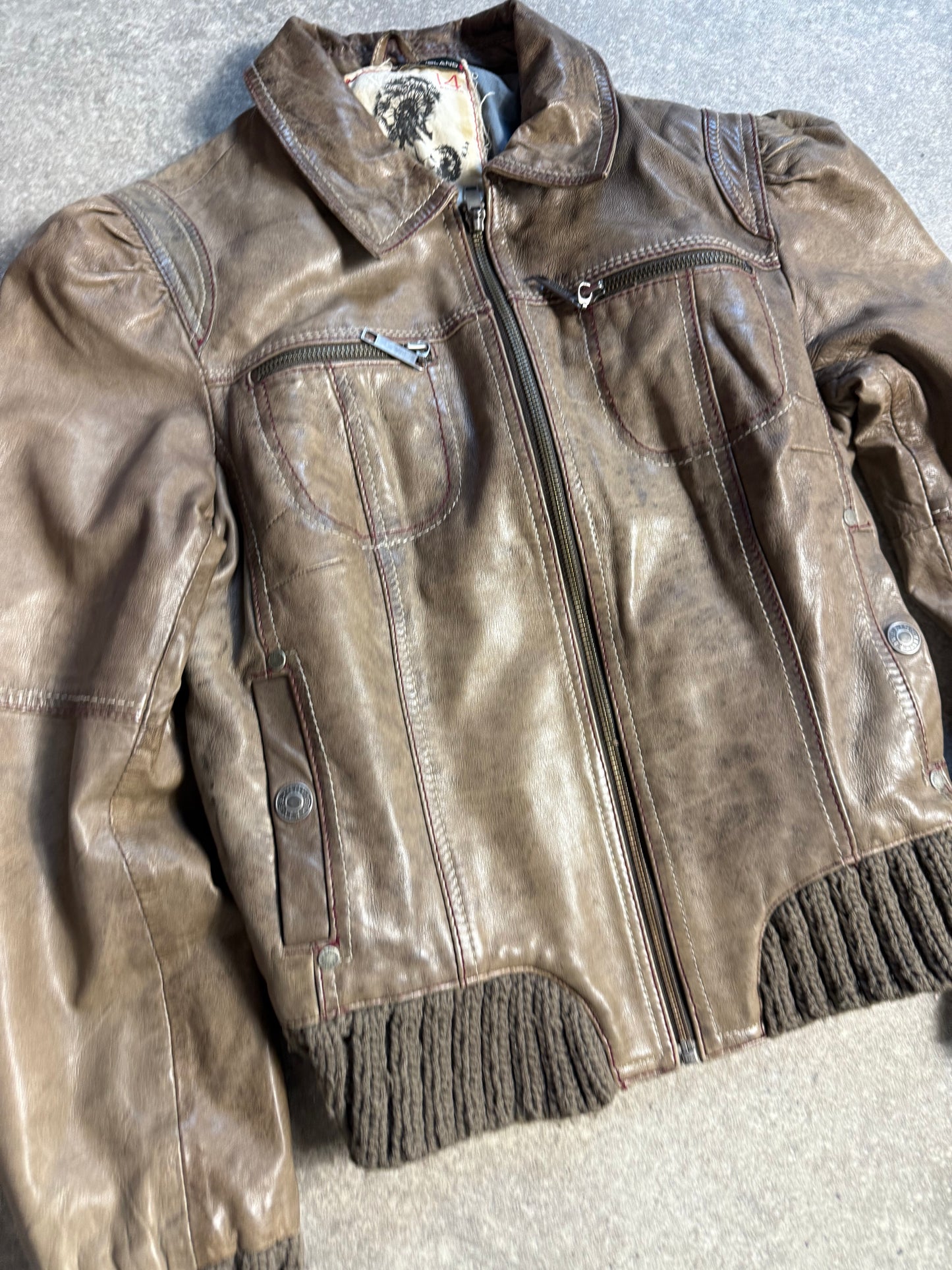 Vintage Leather Bomber Jacket (UK14)