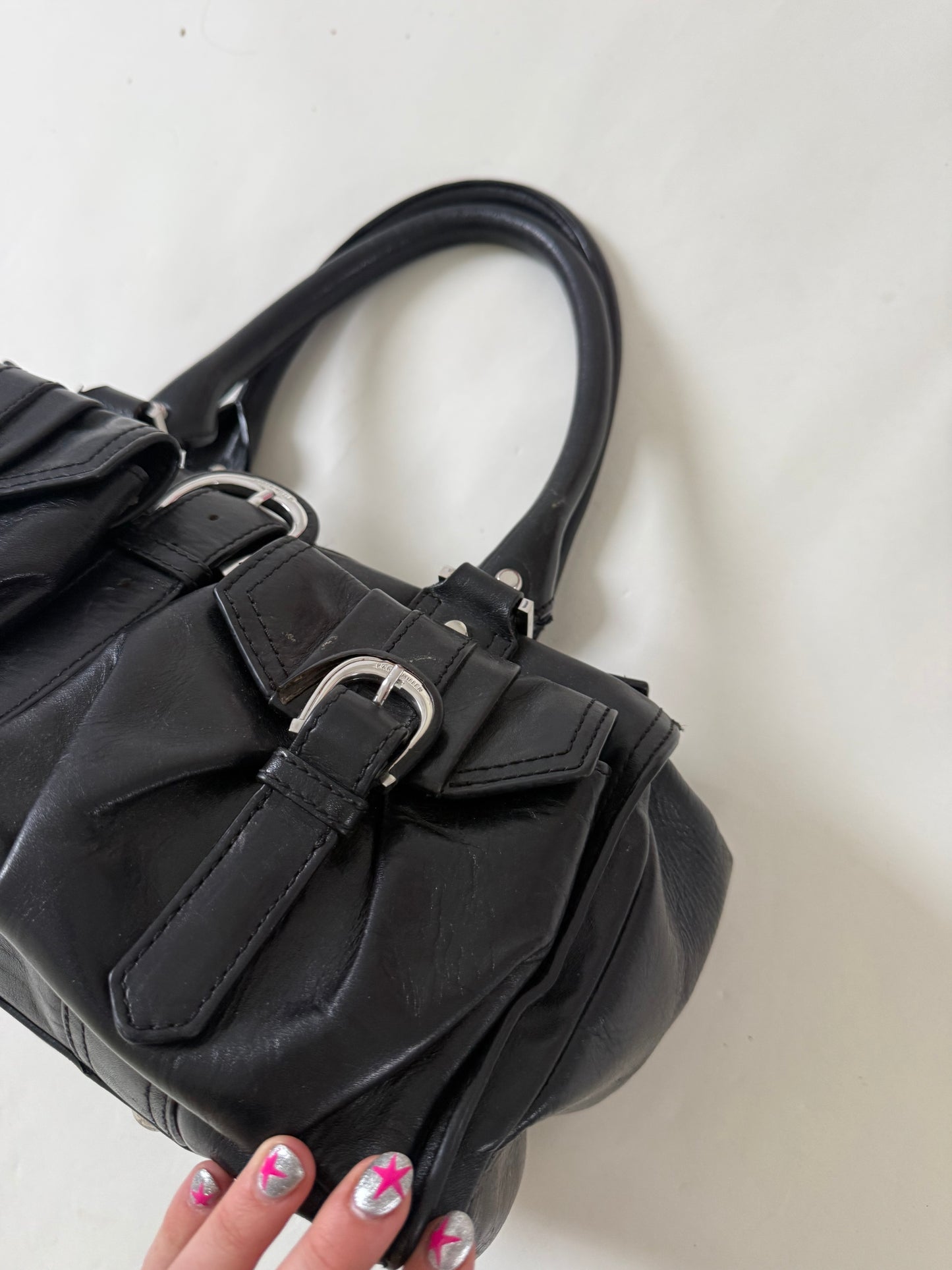 Karen Millen Leather Cargo Handbag