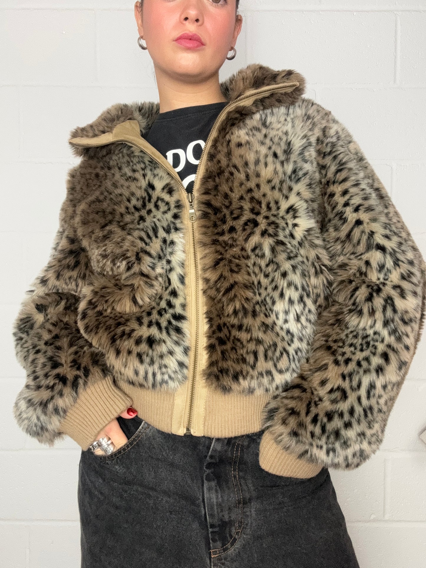 Leopard Faux Fur Jacket (UK16)