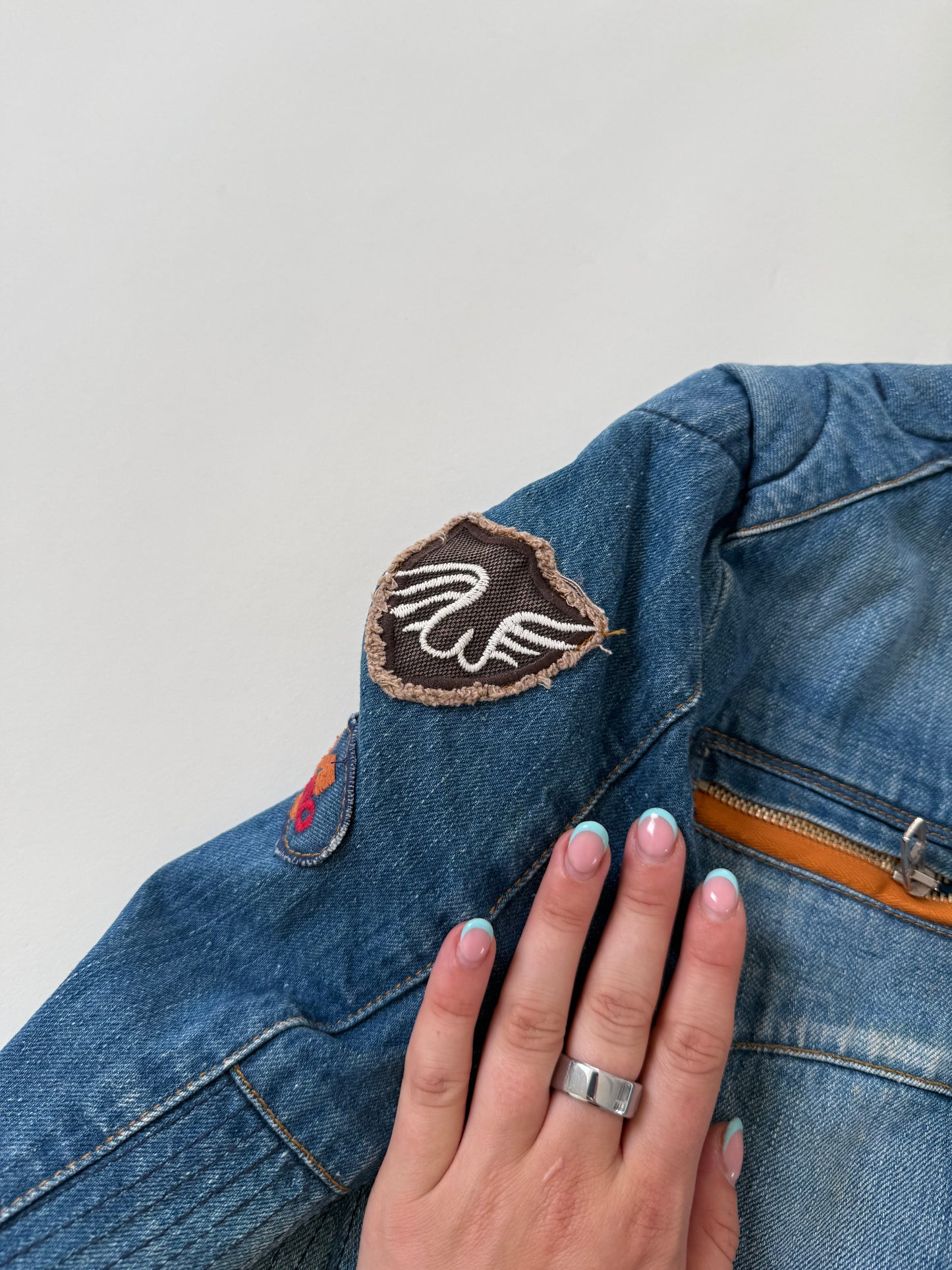 Y2K Denim Biker Jacket (XS)