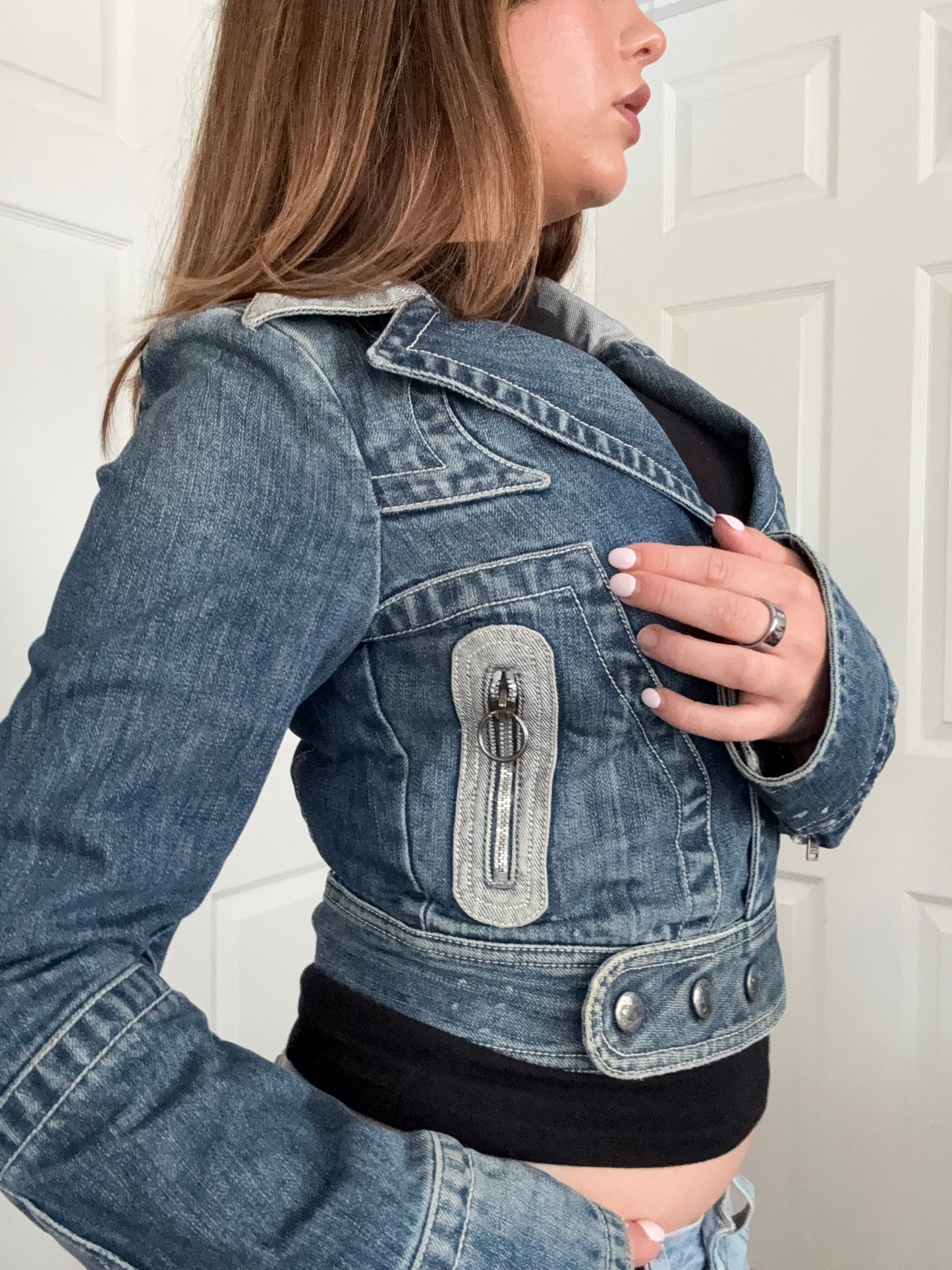 Diesel Cropped Fitted Denim Jacket (S)