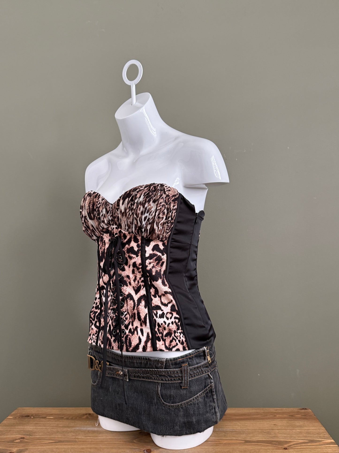 Bebe Leopard Corset Top (M)
