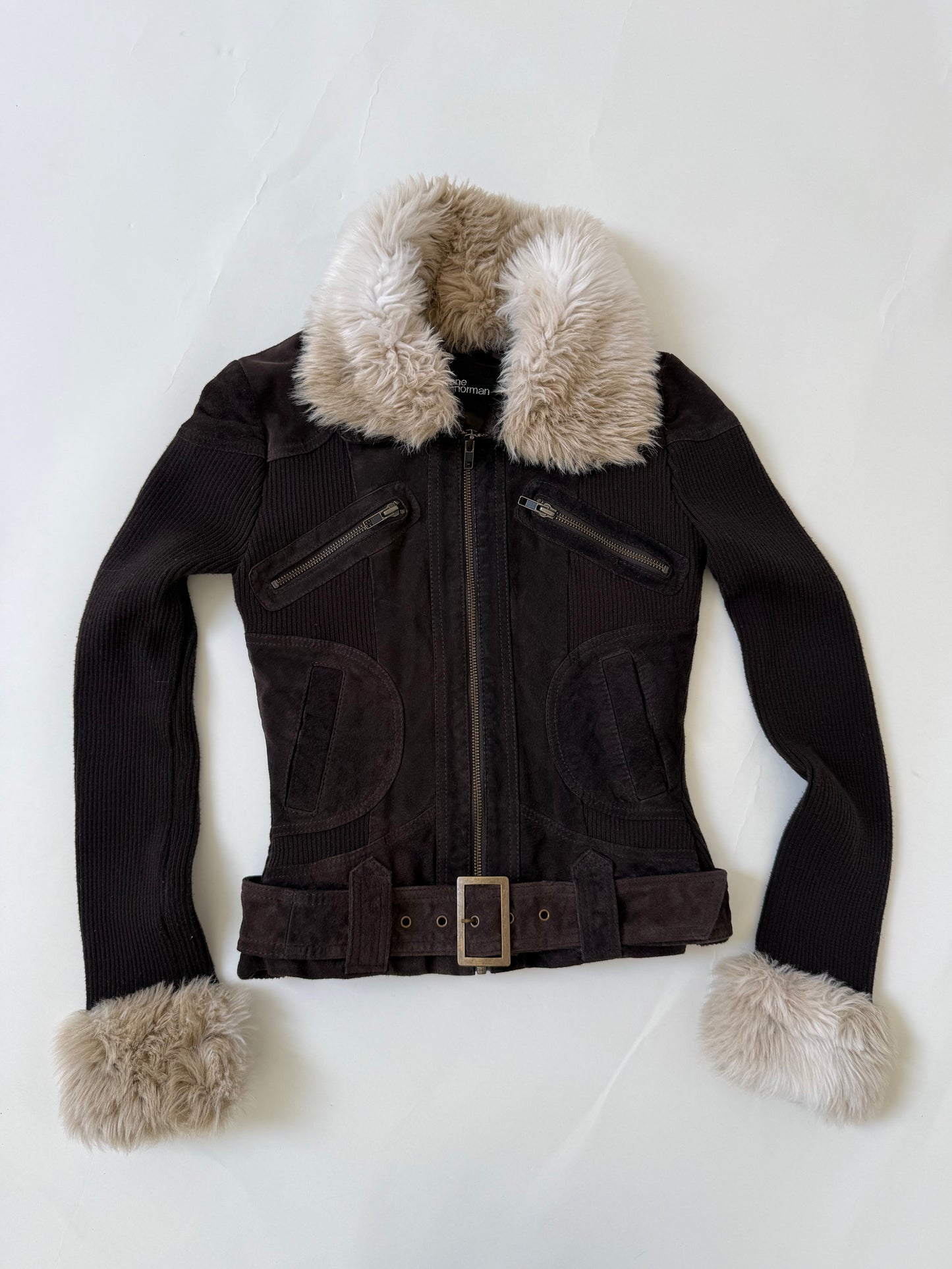 Jane Norman Suede, Faux Fur Buckle Jacket (UK6)