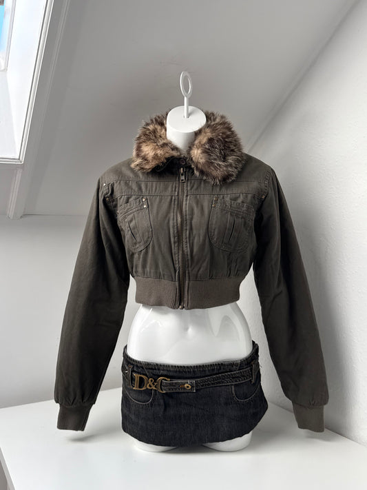Cropped Vintage Bomber Jacket (L)