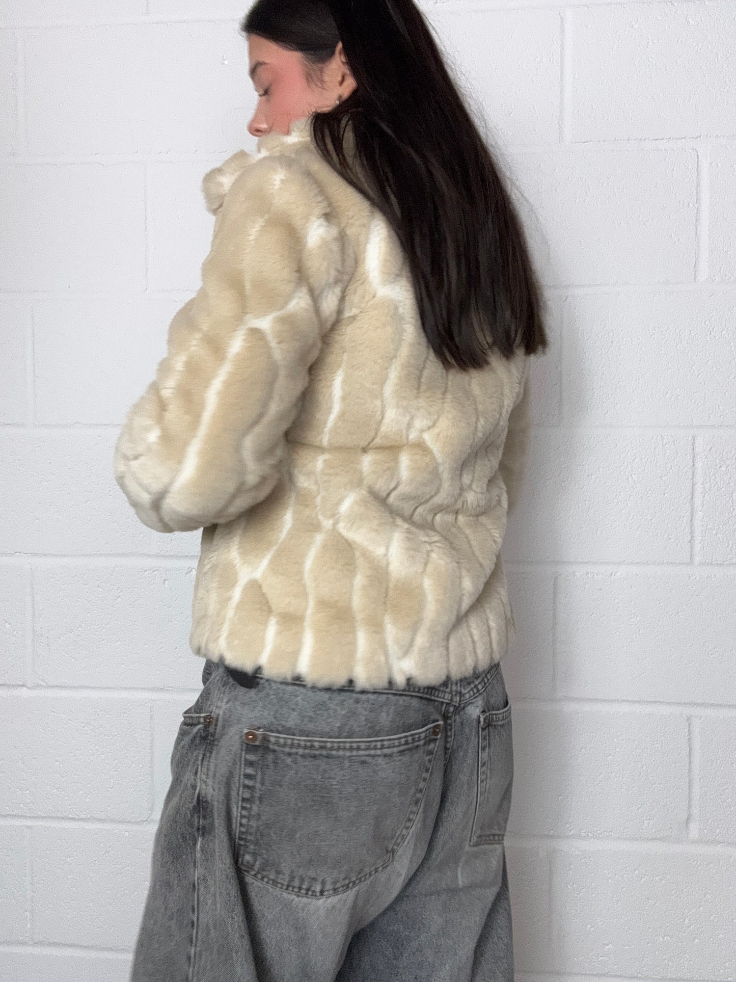 Cream Faux Fur Jacket (UK10)