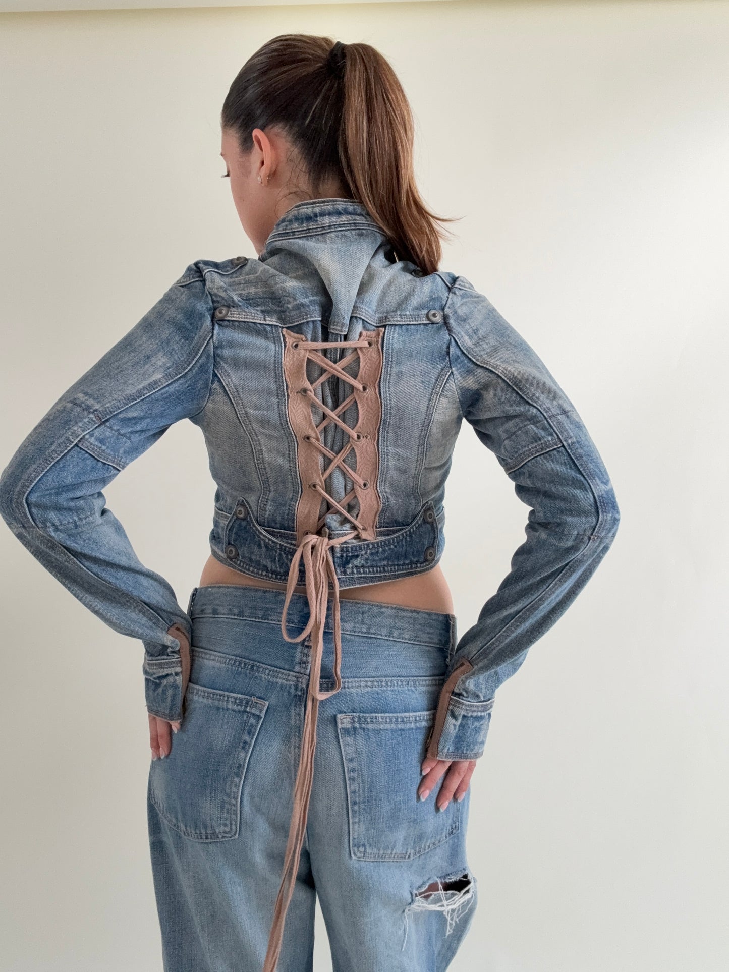 Cropped Denim Corset Jacket (UK14)