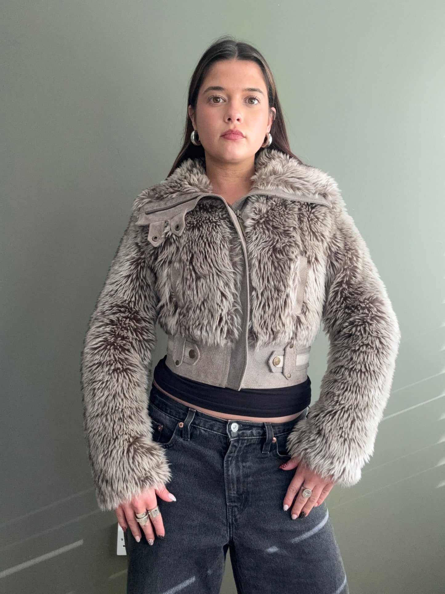 Faux Fur Bomber Jacket (UK6)