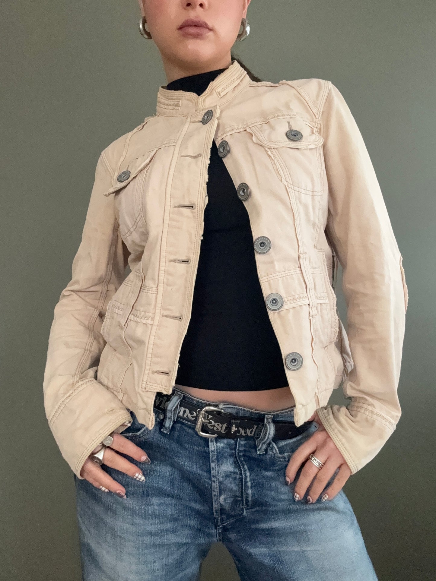 Beige Utility Button Up Jacket (UK14)