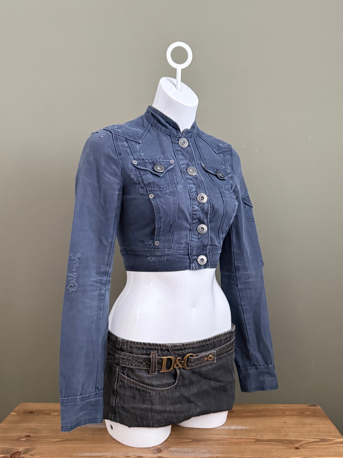 Cropped Y2K Distressed Jacket (UK8)
