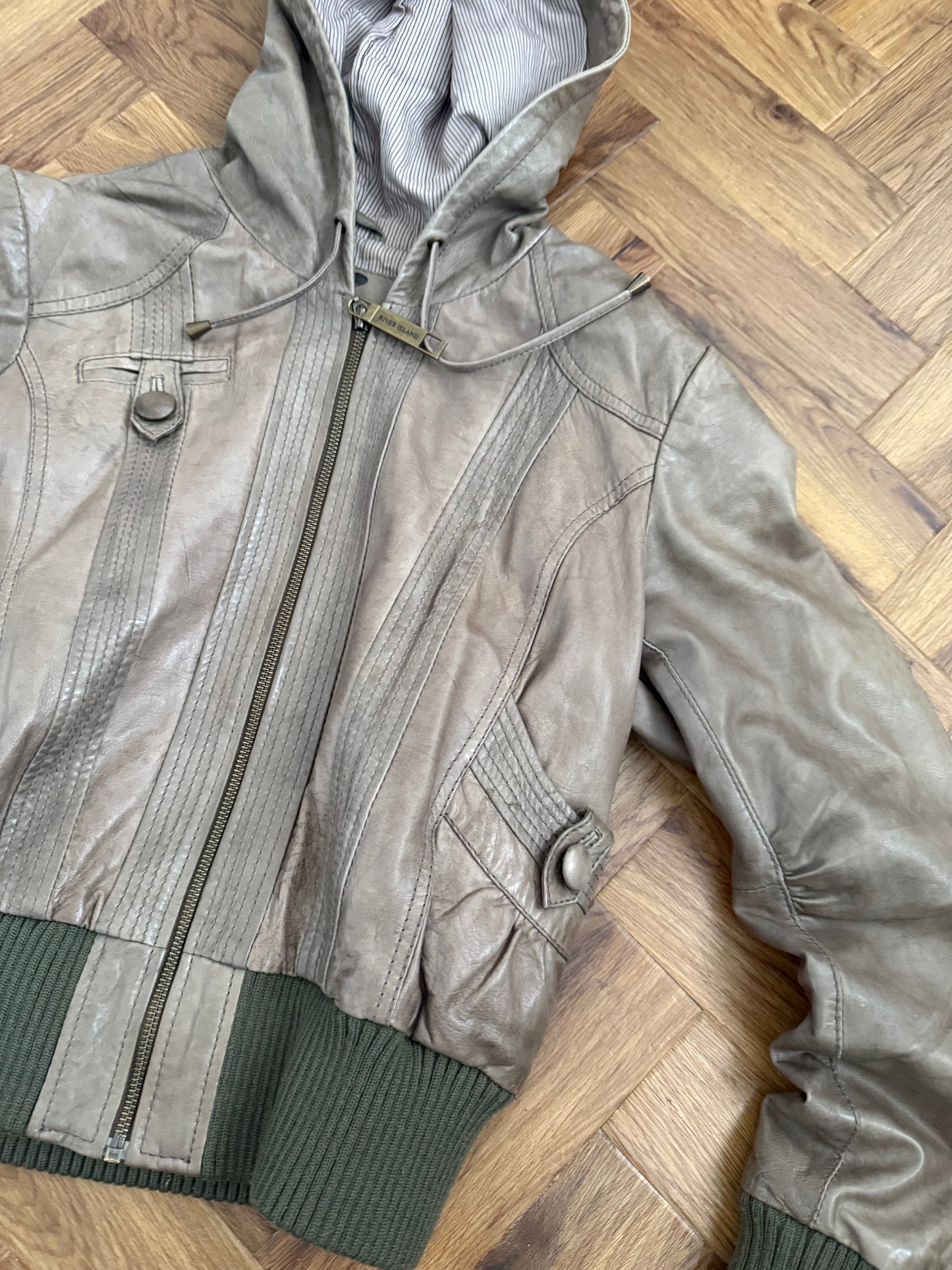 Leather Hooded Jacket (UK14)