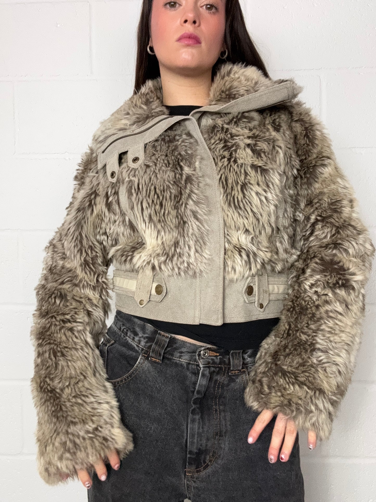 Faux Fur Cropped Jacket (UK12)