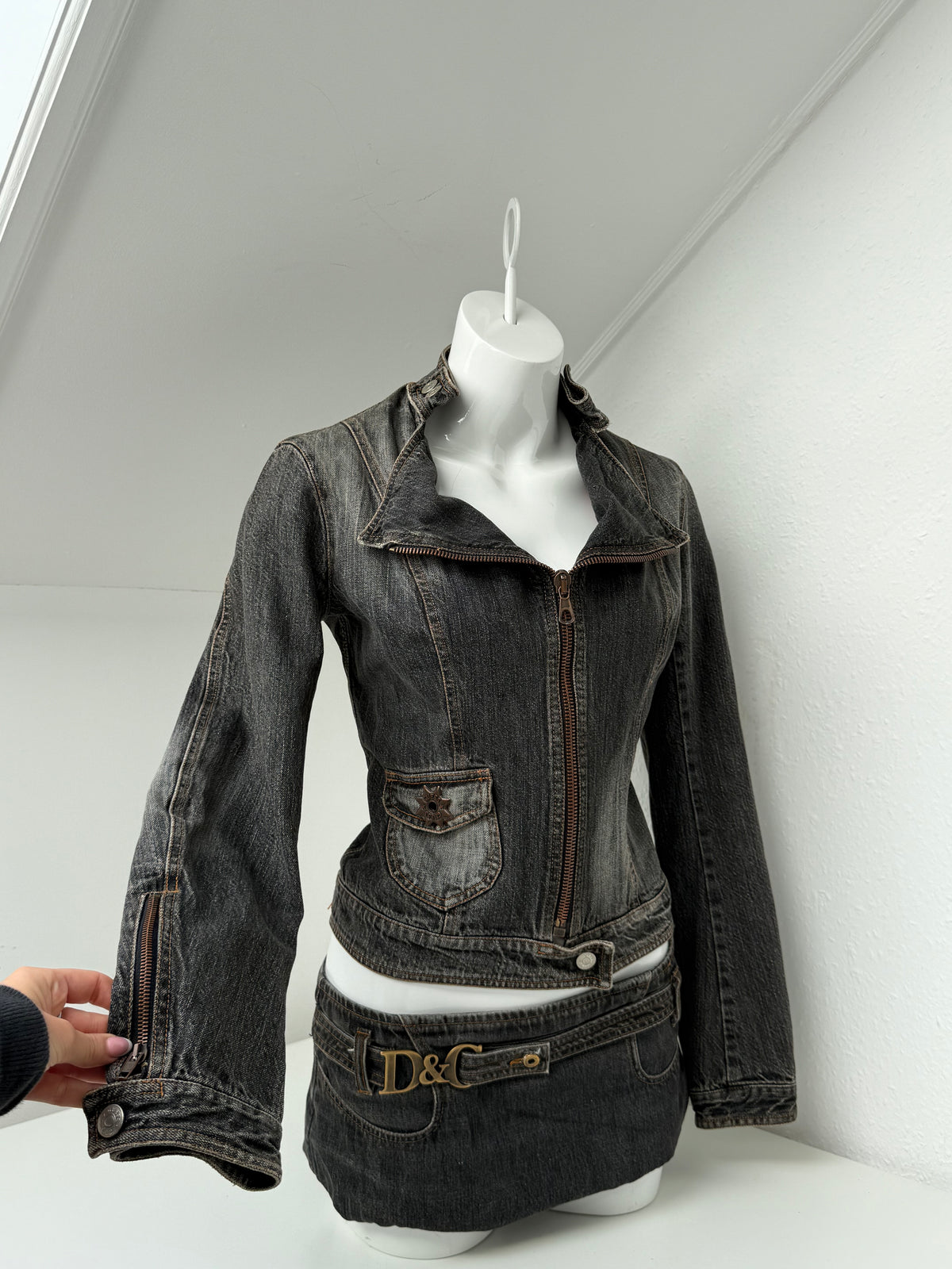 Vintage Guess Denim Biker Jacket (S)
