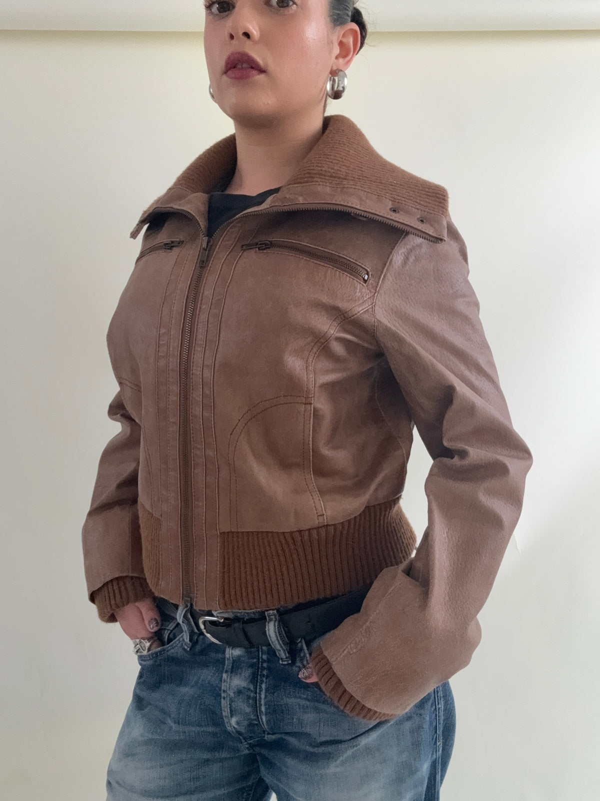 Leather Bomber Jacket (UK14)