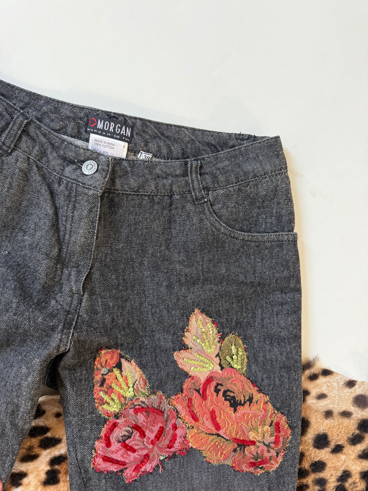 Morgan De Toi Embroidered Patchwork Jeans (S)