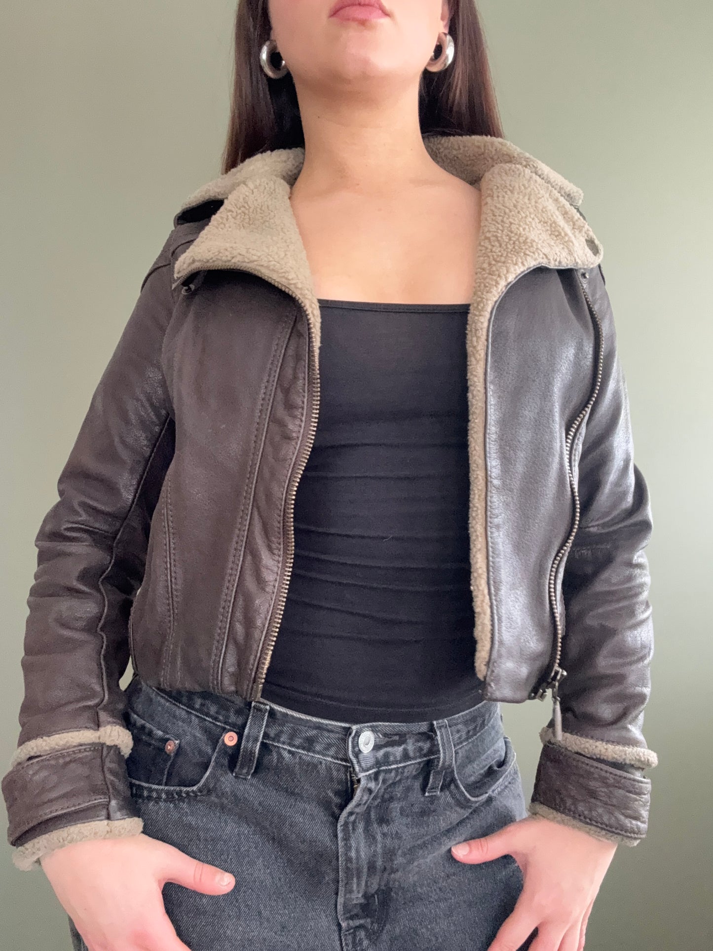 Leather Aviator Jacket (UK6)