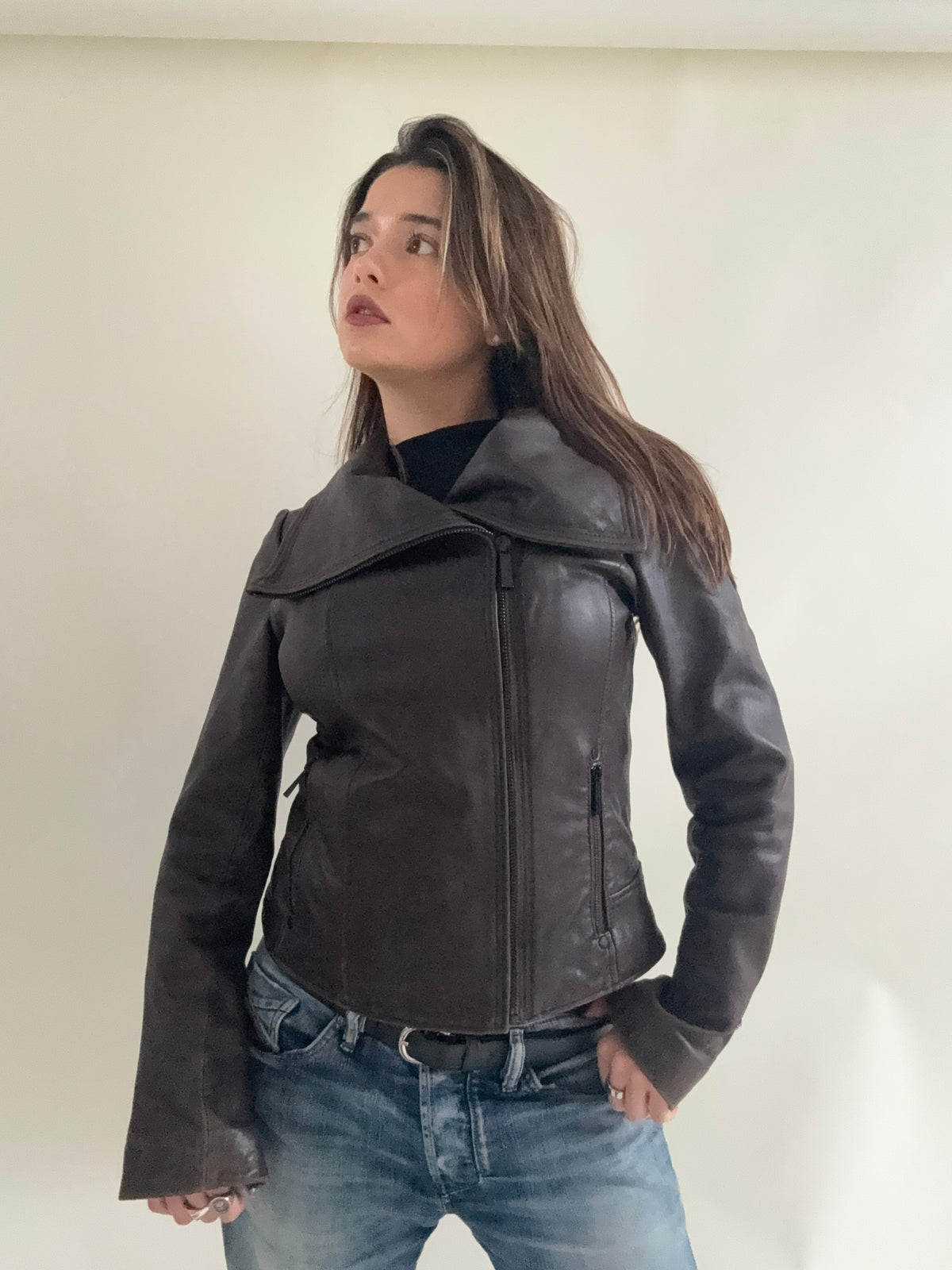 Michael Kors Asymmetric Leather Jacket (S)