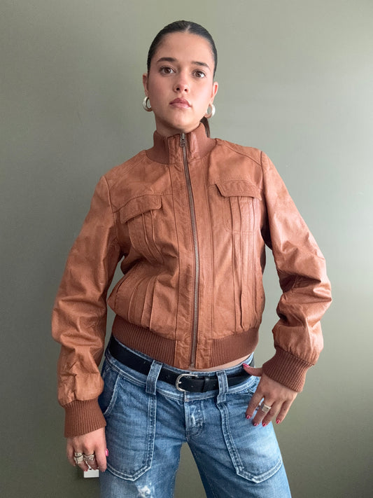 Tan Leather Jacket (UK14)