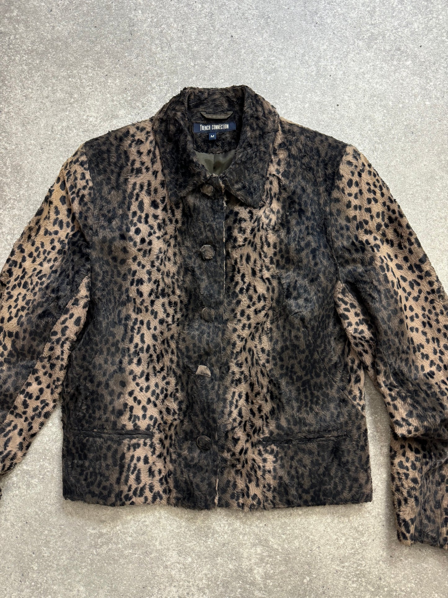 French Connection Leopard Furry Jacket (M)