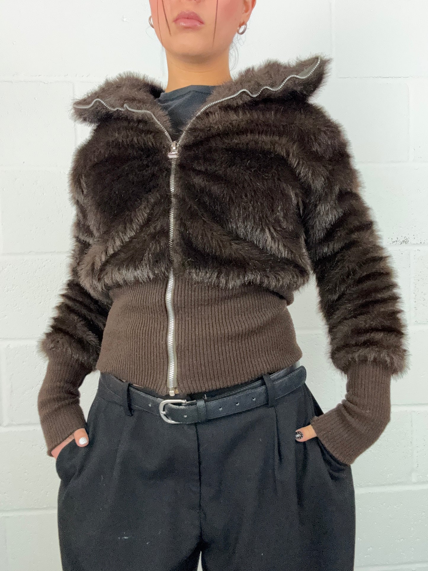 Morgan De Toi Faux Fur Bomber Jacket (M)