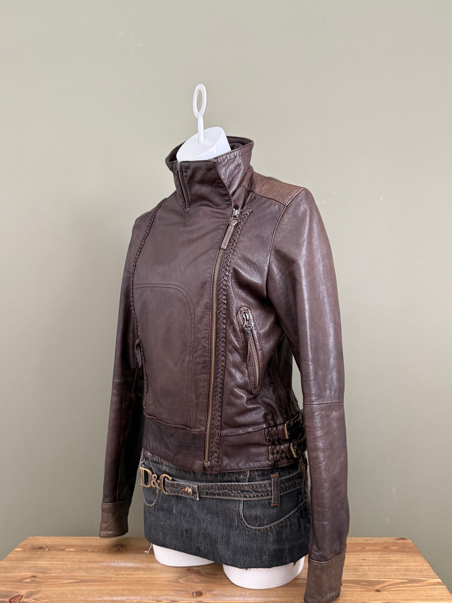 Allsaints Leather Braided Jacket (UK12)