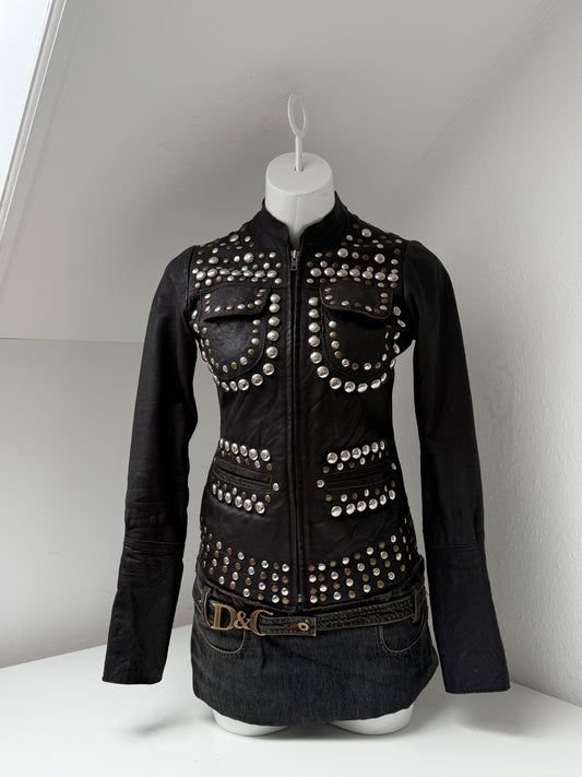 Allsaints Leather Studded Jacket (UK8)