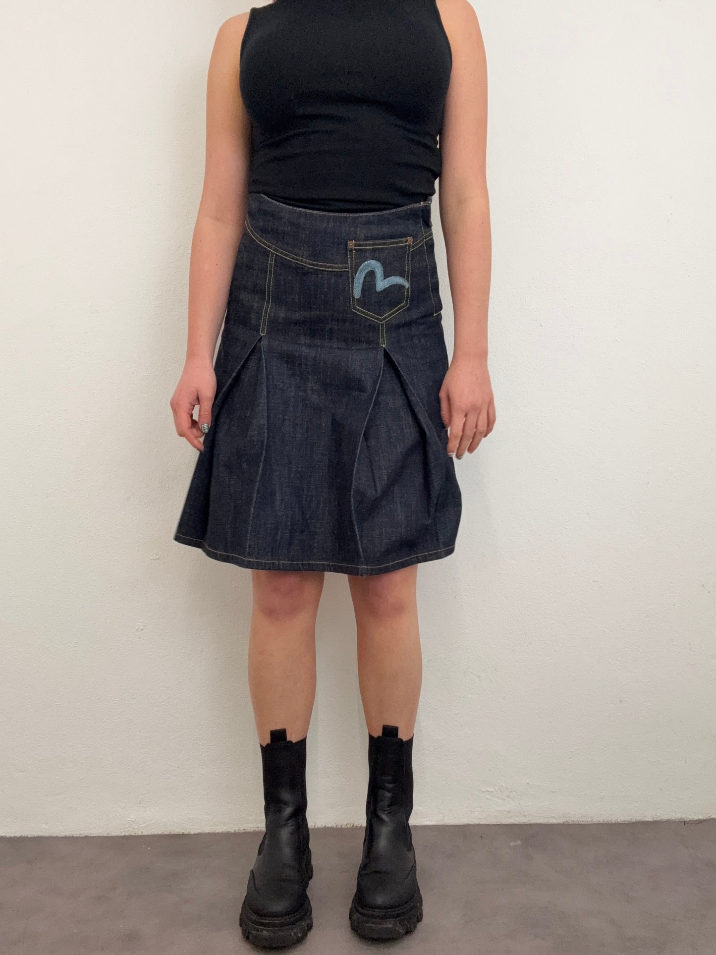 Evisu Denim Pleated Skirt (S)