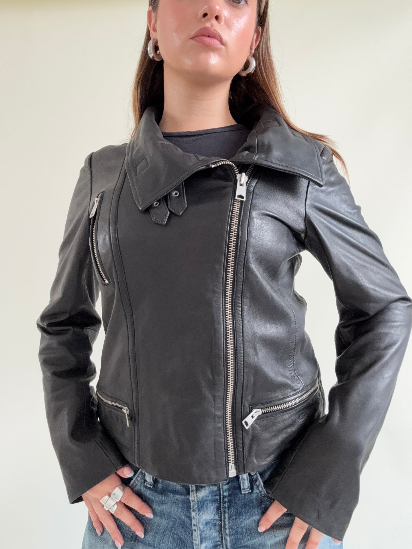 Allsaints Leather Buckle Jacket (UK12)