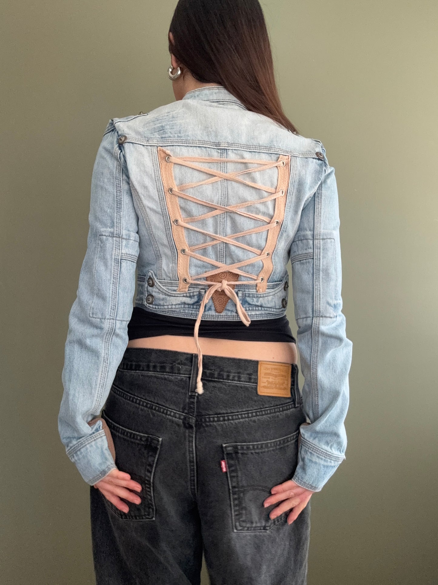 Cropped Denim Corset Jacket (UK8)